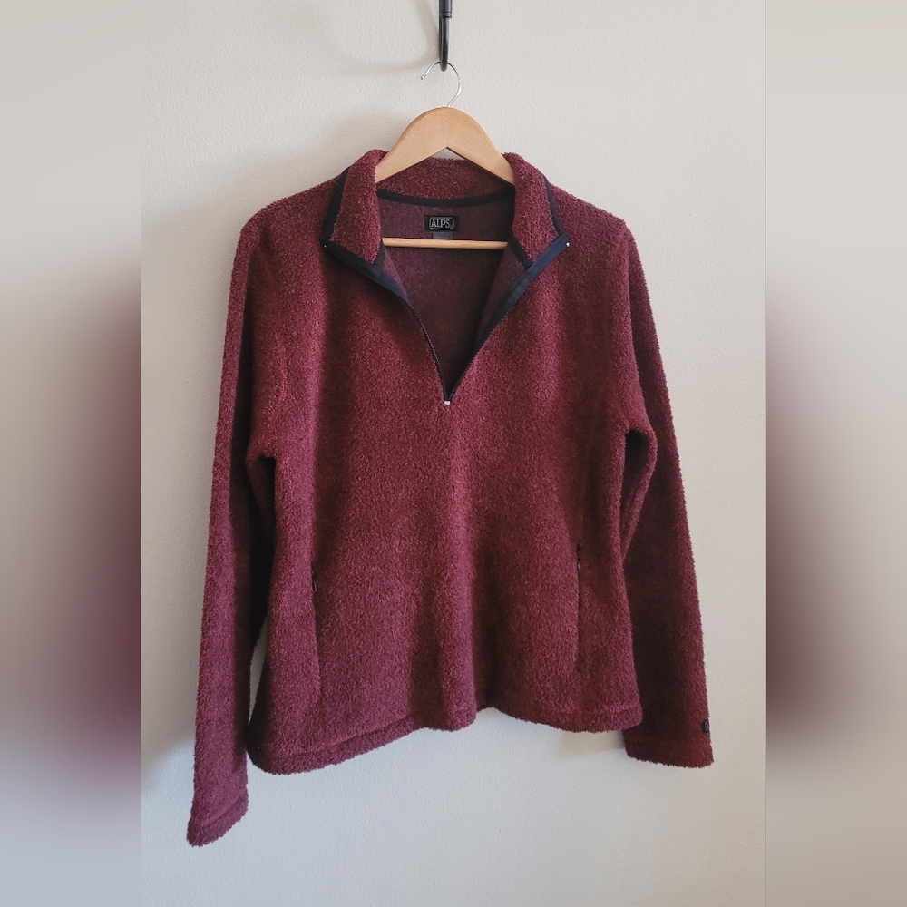 Alps Quarter Zip Sherpa Pullover, Women's XL, Red Wine